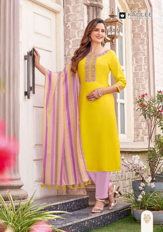 Mannat Vol 2 By Kadlee Rayon Weaving Designer Kurti With Bottom Dupatta Wholesale Shop In Surat
